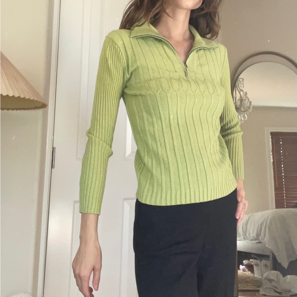 Lime Green Quarter Zip Sweater